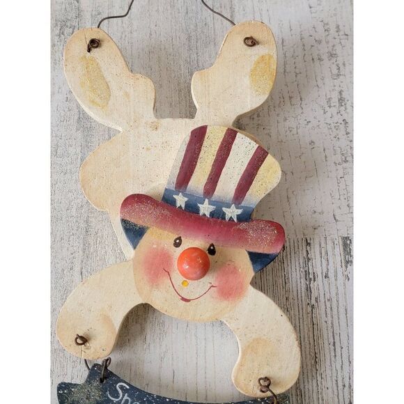 Snowman fall from Heaven wooden hanging wall decor Xmas - Picture 4 of 8